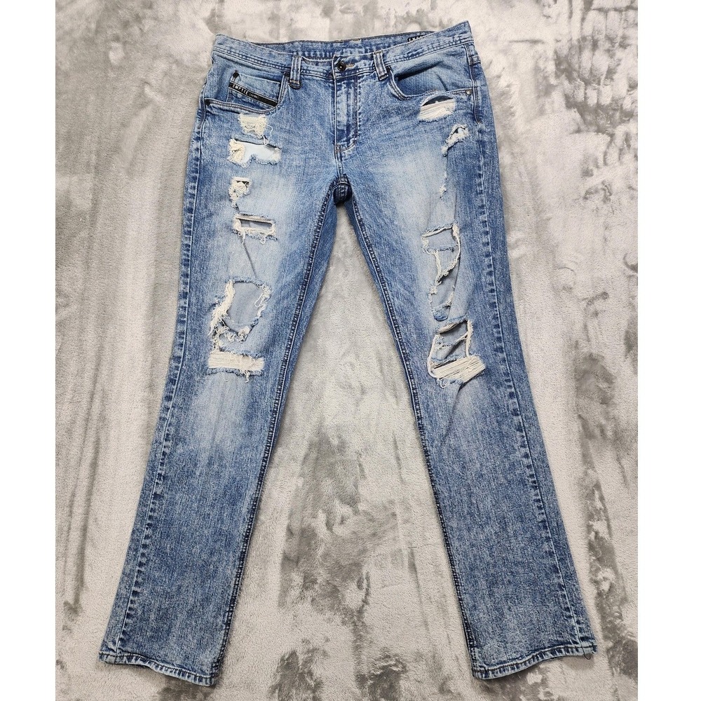 Empyre Jeans Men 36 Blue Distressed Ripped Skeletor Skinny Stretch Grunge Skater